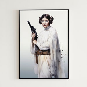 Princess Leia Painting - 7 Images Included! - Instant Download - Princess Leia Wall Art, Star Wars Painting, Star Wars Room Decor Gift Idea