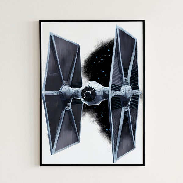 Tie Fighter Digital Print - Star Wars Watercolor Print For Frame, DIY Home Art Project, Star Wars Poster Art - Instant Download