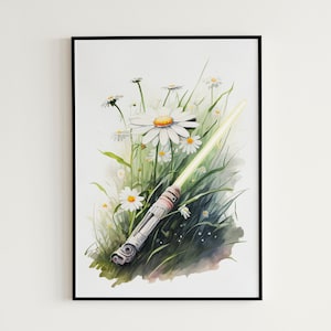Star Wars Lightsaber Estetyczny obraz - Star Wars Cyfrowy obraz | Lightsaber Printable | Lightsaber Watercolor Art
