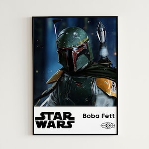 High Quality Boba Fett Movie Poster Art - Star Wars Boba Fett Digital Art Print For Download, Boba Fett Wall Art, Minimal Boba Fett Print