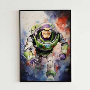 Buzz Lightjahre Im Weltraum Aquarell Malerei, Digitaldruck - Buzz Lightjahre Poster Art - Kinder Wand Kunst - DIY Raum Dekor - Instant Download