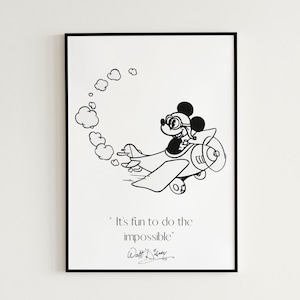Simple Mickey Mouse Quote Wall Art - Mickey Mouse In a Plane Digital Print Kids Wall Art Nursery Room Decor Mickey Mouse Minimal Quote Art