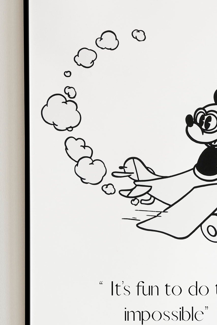 Simple Mickey Mouse Quote Wall Art Mickey Mouse in a Plane Etsy