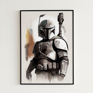 Star Wars The Mandalorian Wall Art - Mandalorian Watercolor Digital Print | Star Wars Room Decor | The Mandalorian Art - Instant Download