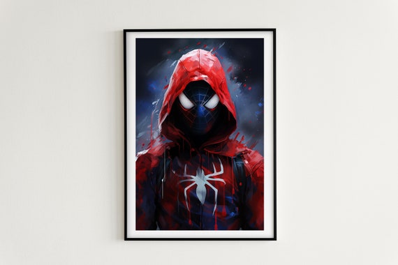 Miles Morales Watercolor Painting | 7 Images Included | Instant Download | Spiderman Poster, Spiderman Wall Art,  Avengers Room Decor