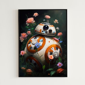 BB8 Floral Painting Digital Print - Star Wars Painting | Star Wars Digital Print | Star Wars Nursery Wall Art | BB8 Print | Instant Download