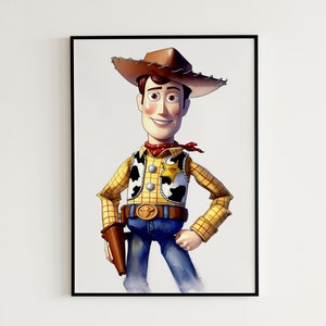 Woody From Toy Story Watercolor Painting - Toy Story Digital Art Print Kids Nursery Wall Art Pixar Watercolor Poster Woody Room Decor