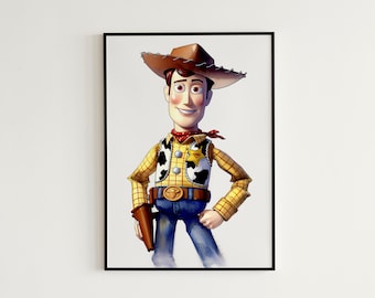 Woody From Toy Story Watercolor Painting - Toy Story Digital Art Print Kids Nursery Wall Art Pixar Watercolor Poster Woody Room Decor