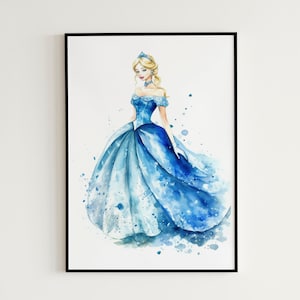 Cinderella Watercolor Painting - Cinderella Digital Print, Watercolor Art, Cinderella Painting, Cinderella Poster, Nursery Art, Art Gift
