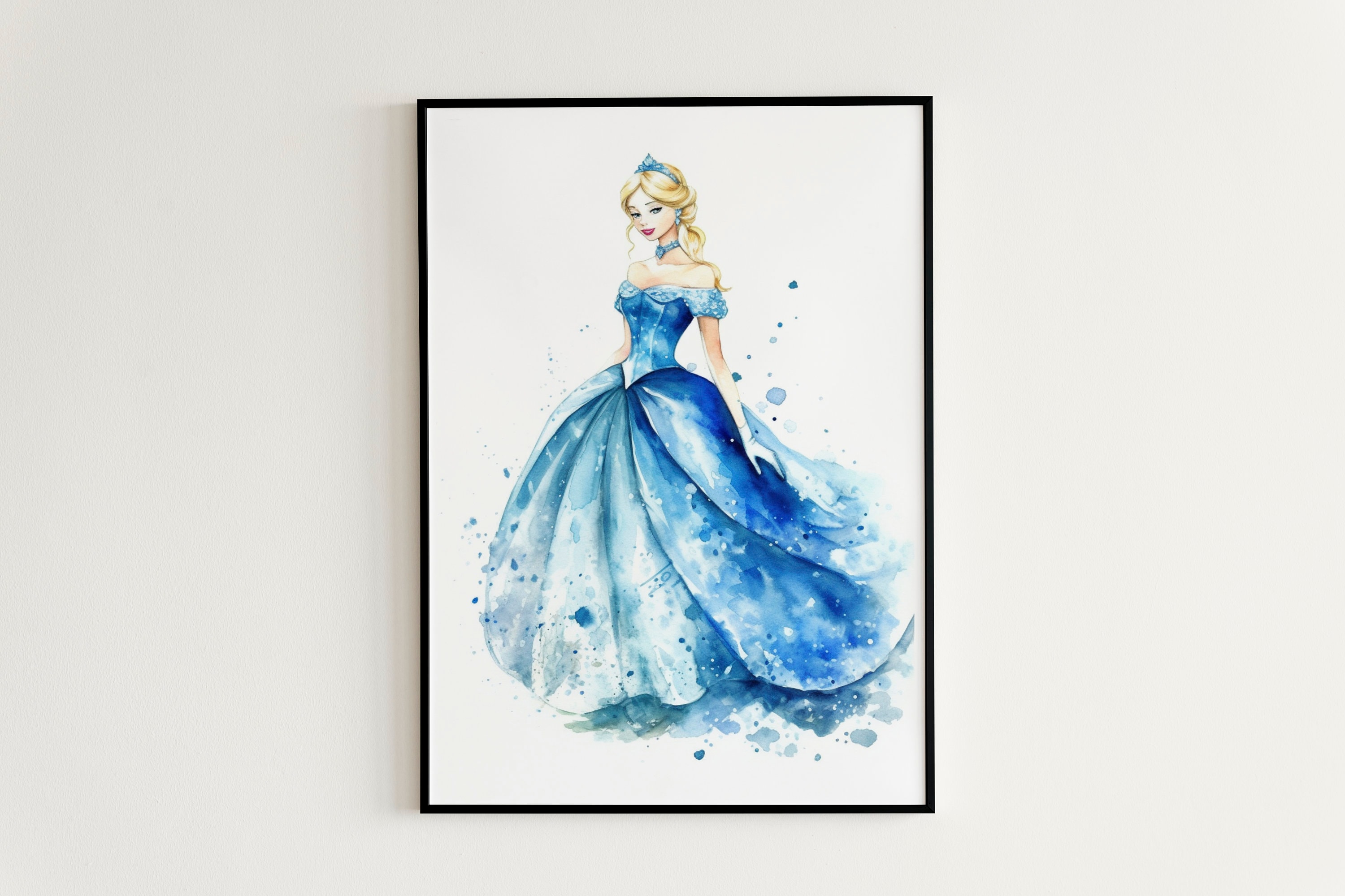 Cinderella Watercolor Painting Cinderella Digital Print Etsy