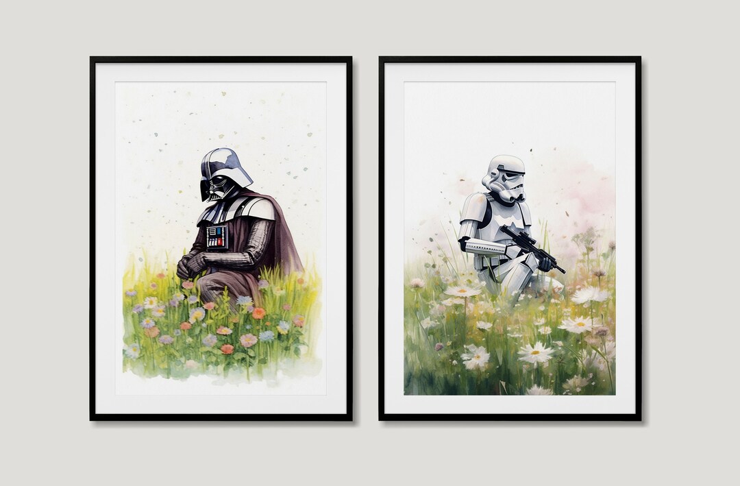 Darth Vader & Stormtrooper Watercolor Art Prints Set of 2 Star Wars Watercolor Wall Art
