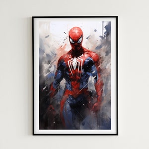 Spiderman Watercolor Painting | 7 Images Included | Instant Download | Perfect Spiderman Gift Idea, Spiderman Wall Art, Spider Man Print
