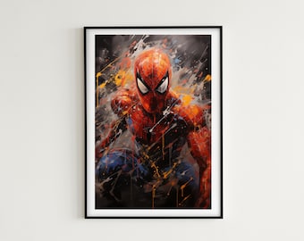 High Quality Spiderman Painting | 7 Images Included | Instant Download | Perfect Gift Idea For Any Spiderman Fan! | Superhero Art Print