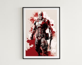 Iron Man Abstract Watercolor Painting - 7 Images Included! - Digital Download! - Perfect For Any Marvel or Superhero fan!