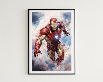 Iron Man unter den Wolken Gemälde - sofortiger Download - 7 Bilder enthalten - Iron Man Geschenkidee! Avengers Superhelden Poster Design!