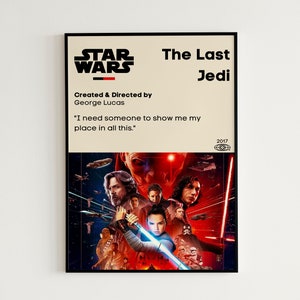 Star Wars The Last Jedi Movie Poster Print | Star Wars Digital Art | Star Wars Wall Art, Star Wars Painting, Star Wars Poster, Star Wars Art