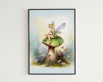 ティンカーベルとテレンスの妖精のプリント：水彩画保育園アート V523