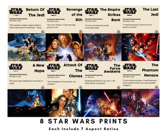 8 Star Wars Movie Poster Digital Prints - Star Wars Movie Art Prints, 8 Digital Prints, Star Wars Wall Art - Instant Download