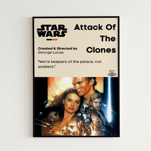 STAR WARS POSTER - Attack Of The Clones | Star Wars Print | Mid Century Modern Poster | Minimalist Art Poster | Digital Art | Printable Art