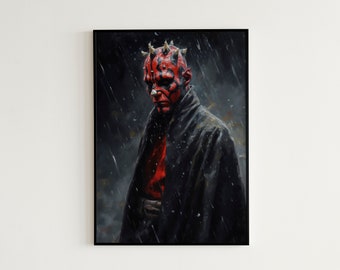 Darth Maul Scenic Watercolor Painting Digital Print - 7 Images Included - High Quality 300 DPI Resolution - Instant Download!