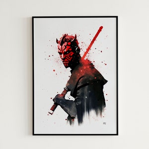 Darth Maul Watercolor Digital Print - Star Wars Printable Darth Maul Watercolor Painting, Star Wars Wall Art - Instant Download