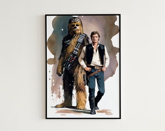 Star Wars Han Solo & Chewbacca Painting - Star Wars Digital Art | Chewbacca Poster | Han Solo Poster | Star Wars Wall Art