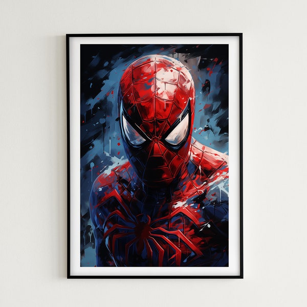 High Quality Spider Man Painting - 7 Images Included - Marvel Universe The Amazing Spider Man Poster Art - Perfect Superhero Gift Idea