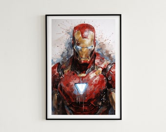 Pintura del traje de Iron Man / 7 imágenes incluidas / Descarga instantánea / Arte de la pared de los Vengadores, Impresión digital de Iron Man, Idea de regalo de los Vengadores, Arte de la pared para adolescentes