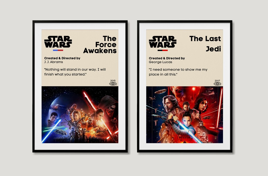 Star Wars Movie Poster Digital Print Pack Set of 2 Prints Star Wars Wall Art, Star Wars Painting ...