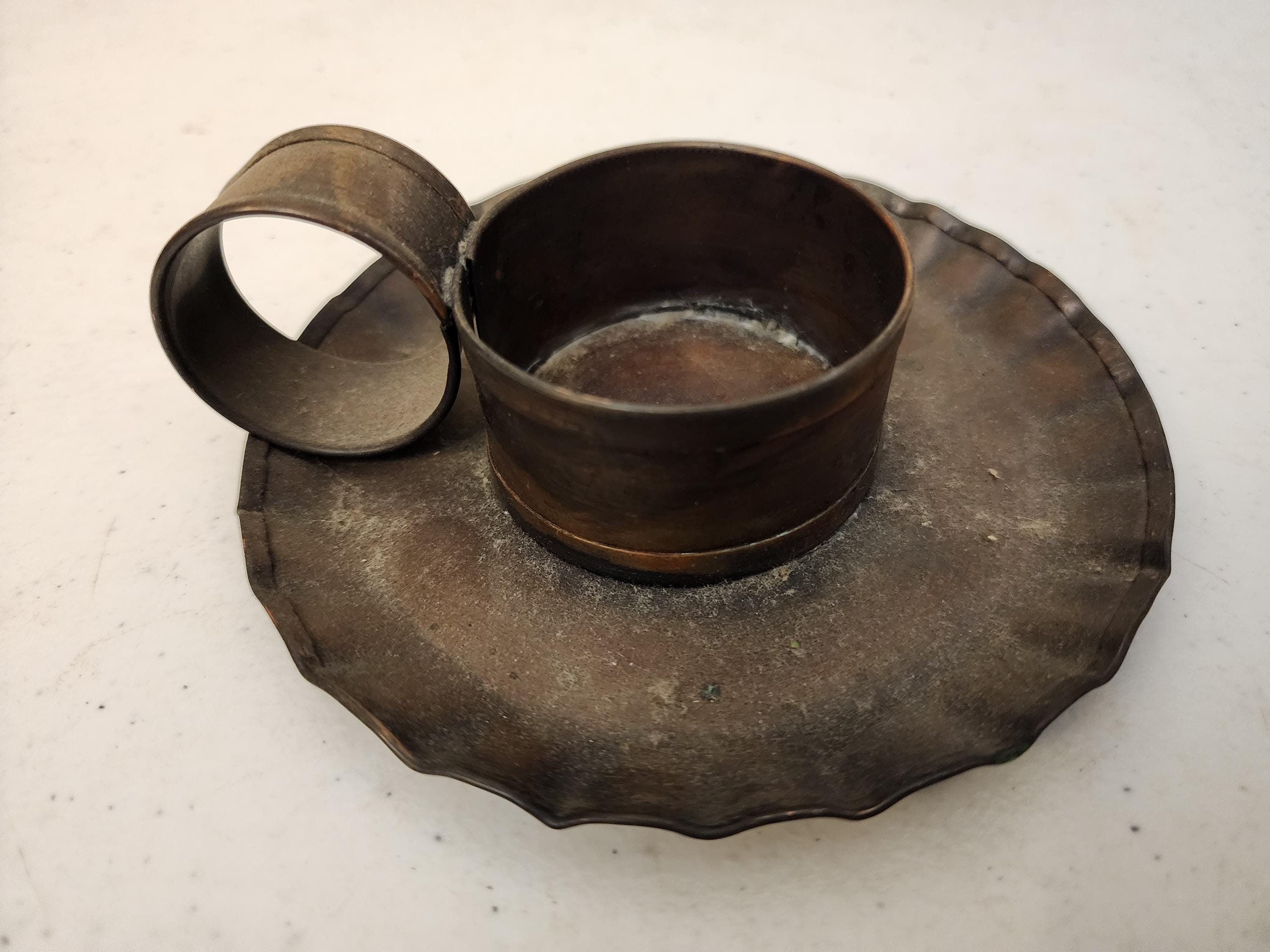 Vintage Pfaltzgraff Village Copper Candle Holder Antique Primitive