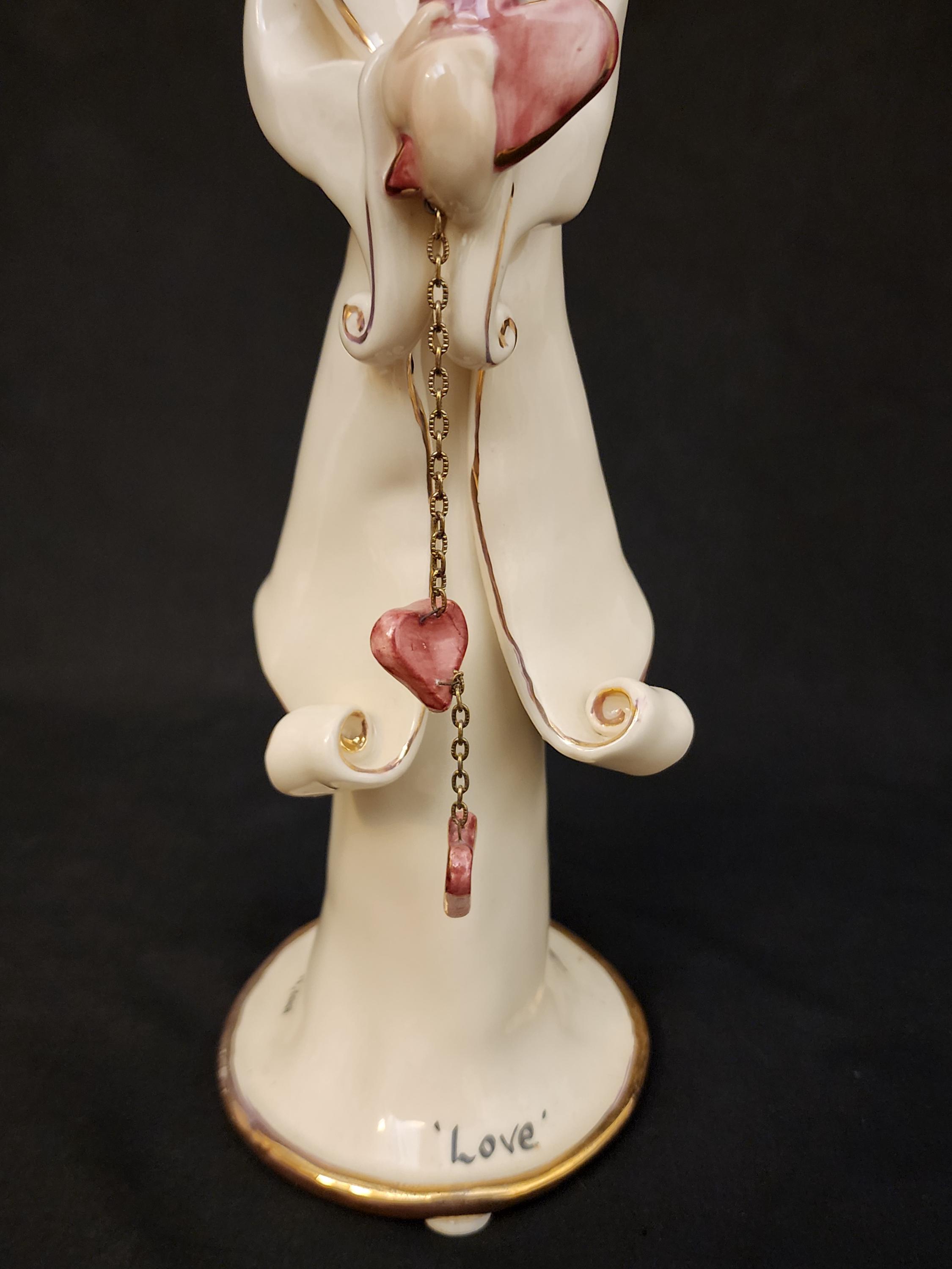 Blue Sky Clay Works Heather Goldminc LOVE Angel Candleholder 9/11