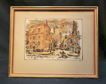 James Sanford Hulme Framed Serigraph Mac Dougall Alley Greenwich Village