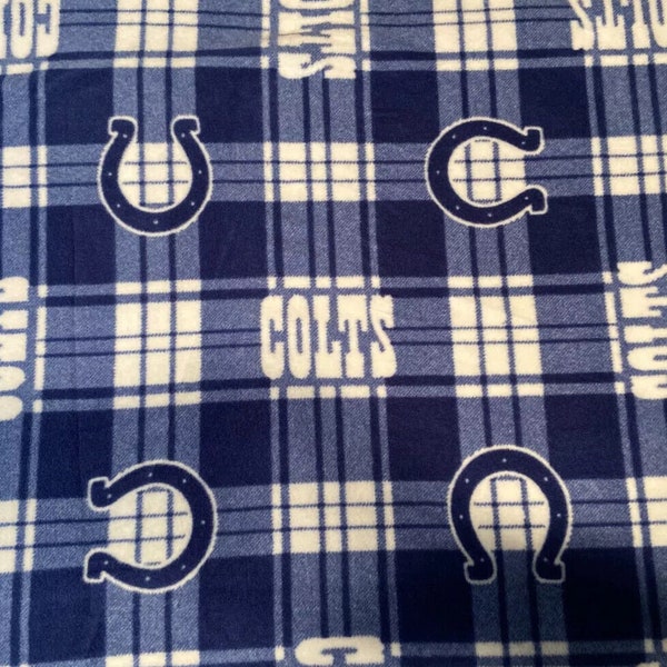 NFL Team Indianapolis Colts Plaid Football Fleece Fabric 60" By-the-Yard and Quantity Discounts
