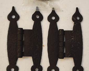 Vintage NOS Pair Allison Hammered Black H hinges 3/8" Off-Set #486-PR.  Japan C8