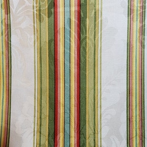 Island Stripe Floral Jacquard Decorating Fabric 56" By-The-Yard Qty Discounts Decorating Pattern Fabric