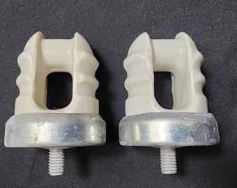 Vintage Pair Arlignton 613 Porcelain Wire Holders Galvanized Base B12