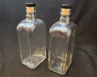 Pair 9" Glass Apothecary Bottles with Cork Stopper B7