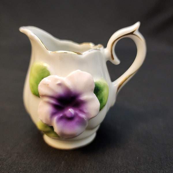 Vintage Japan Porcelain Creamer Mini Pitcher Capodimonte Violet B17