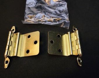 NOS 10 Pair Brass Cabinet Hinge 3/8" Inset Semi Concealed Non-Spring C52