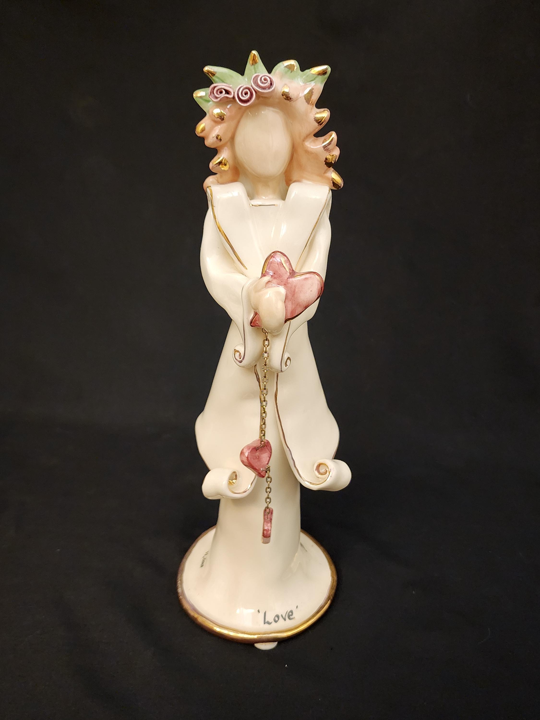 Blue Sky Clay Works Heather Goldminc LOVE Angel Candleholder 9/11