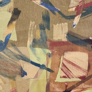 Earth-Tone Brush Strokes Abstract Decorating Fabric By-The-Yard Qty Discounts Poly Tri-Blend