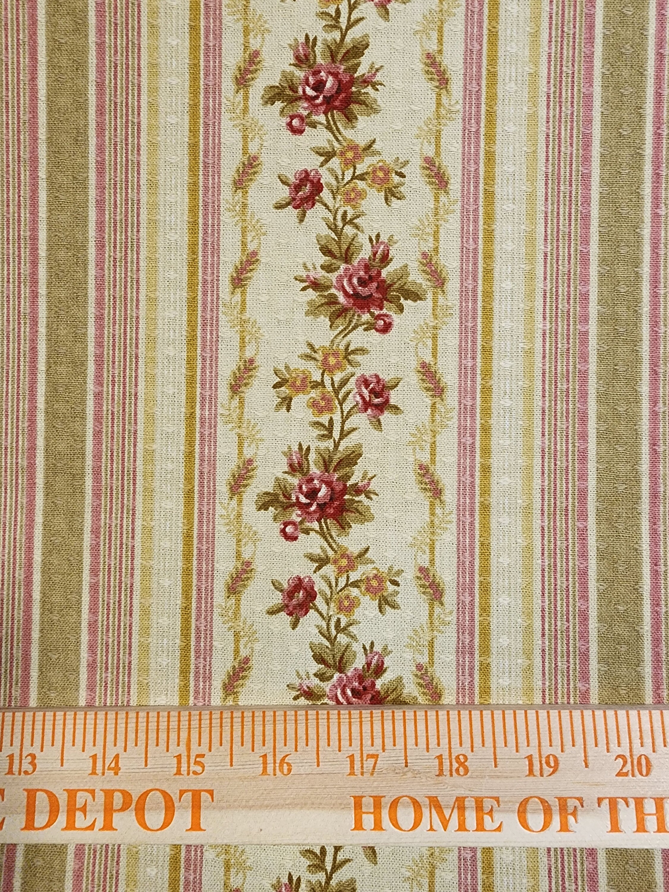 Bovary Floral Stripe Decorating Fabric 100 Cotton Bytheyard Etsy