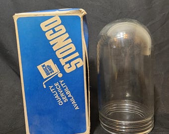 Vintage Stonco 200W Clear Glass Globe Ceiling Light Domed Cover Shade A6