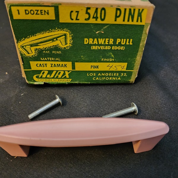 Vintage NOS Ajax Pink Drawer Cabinet Pull #CZ 540 1970s Retro C22