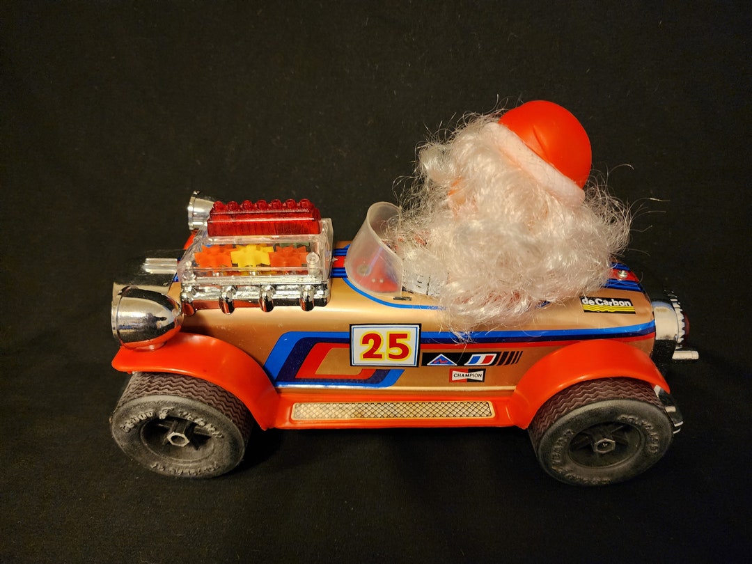 Vintage Bump'n Go Battery Operated Santa Toy Car Christmas Decoration ...