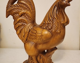 Vintage Royal Haeger Pottery Rooster Figure 612 Harvest Yellow Ceramic 12" 1960s