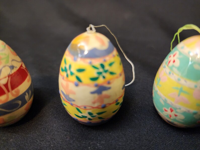 Vintage Set of 3 German Painted Wood Easter Eggs Tree Etsy