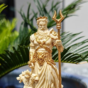 Hades Greek God Statue MINIATURE, white/gold finish