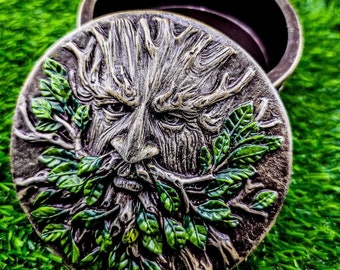 Greenman, Oak tree, Ent, forest god ,altar trinket jewlery box