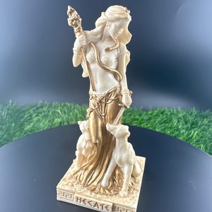 Hecate/Hekate Greek Goddess Statue MINATURE white gold 3.5 in